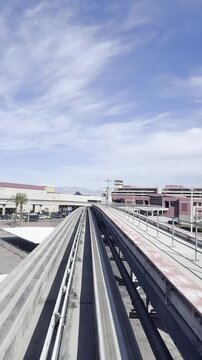 Las Vegas monorail track curving toward hotel complex