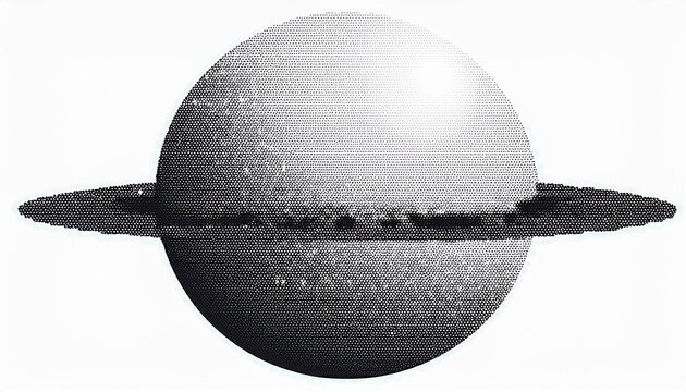 halftone of dotted planet retro grunge style with white background