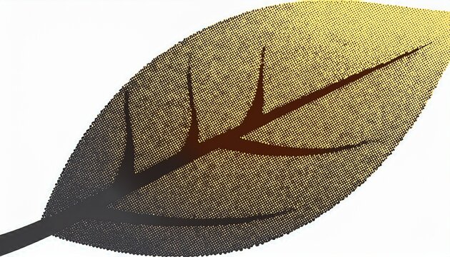 halftone of dotted retro leaf with grunge transparent effect for trendy digital design