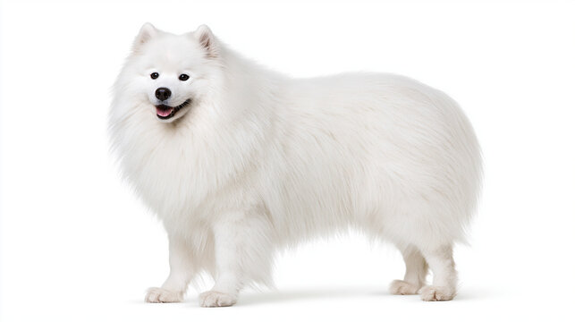 Fluffy Samoyed Dog Isolated on White Background