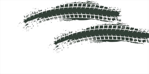 Tire tread marks, drift, motorsport, motocross, rally, tread mark with skid, grinding, splash effect. Graphic set of tire treads, wheel texture, car racing. Vector collection, wheel treads on asphalt © Zainur