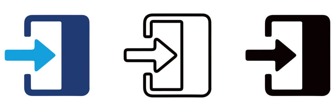 Multicolor Exit Door Icon Set with Filled and Outline Styles for Logout Sign Out User Authentication Access Control Navigation and Secure Exit Isolated on Transparent Background