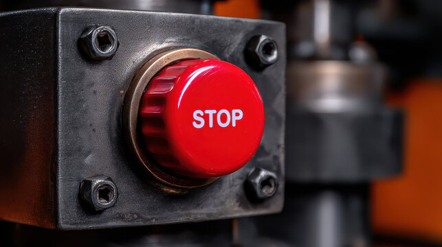 Emergency stop button industrial machine red control