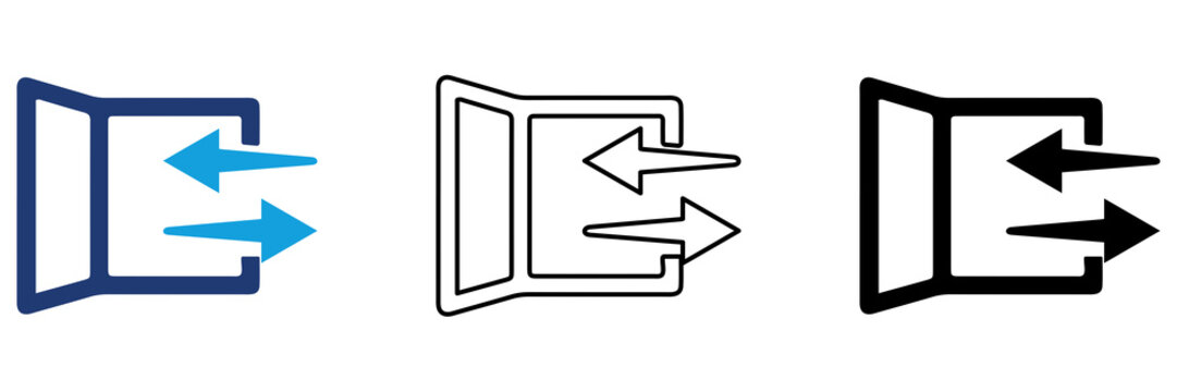 Multicolor Exit Door Icon Set with Filled and Outline Styles for Logout Sign Out Access Control User Authentication Navigation and Secure Exit Isolated on Transparent Background