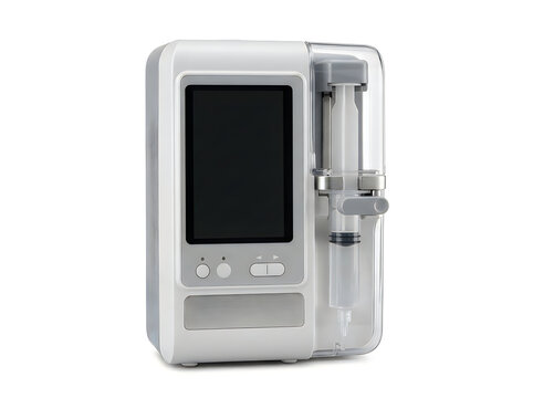 medical syringe infusion pump intravenous dosing device isolated on transparent background