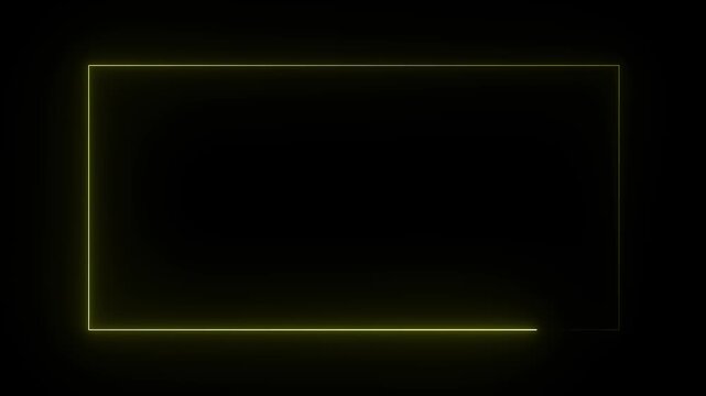  neon light on a transparent background. Neon frame for your design. Abstract blue neon glowing line frame, animated moving led light screen box projection 3d rendering, 