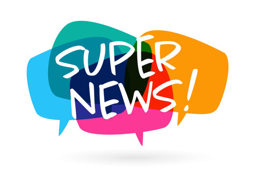 Text "super news" on speech bubble 
