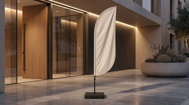 Realistic Blank Feather Flag Mockup Outdoor Business Promotion Advertising Equipment