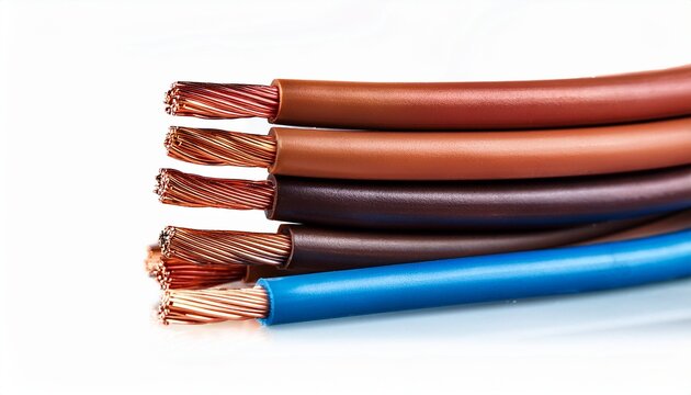 multi colored electric wires with copper ends