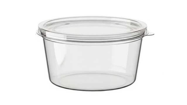 Clear round plastic container with lid