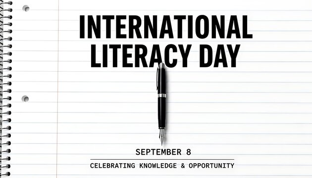 Creative design for International Literacy Day promoting reading and global education