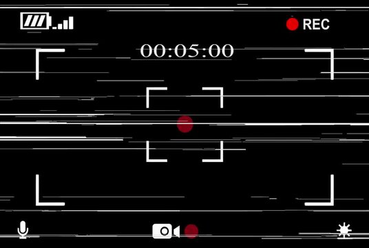 VHS Recording Overlay with REC Indicator, Timecode and Analog Glitch