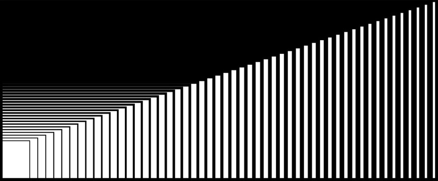 Minimalist bar chart graphic, rising financial growth concept, abstract white geometric lines isolated on White Background