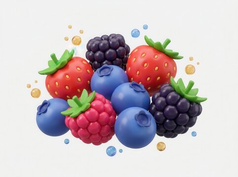 Nutritious cluster of blueberries strawberries raspberries and blackberries with antioxidants