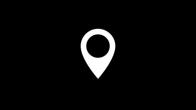 White map pin icon animation 4K video. GPS navigation pointer, location marker, and address sign