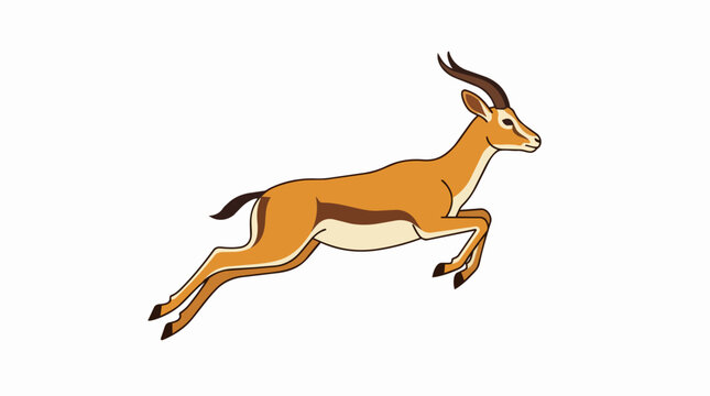 Fast Running Impala Antelope Jumping in the Air Animal Wildlife Safari Concept Isolated Illustration