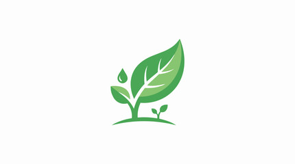 Fototapeta premium Green Growing Leaf Plant with Water Droplet Icon for Eco Friendly Branding and Environmental Sustainability Projects
