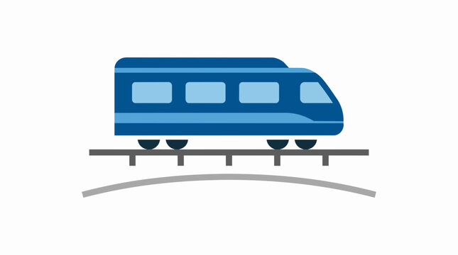 Modern Blue High Speed Electric Train Monorail on Elevated Track for Urban Commuter Transportation Concept Illustration