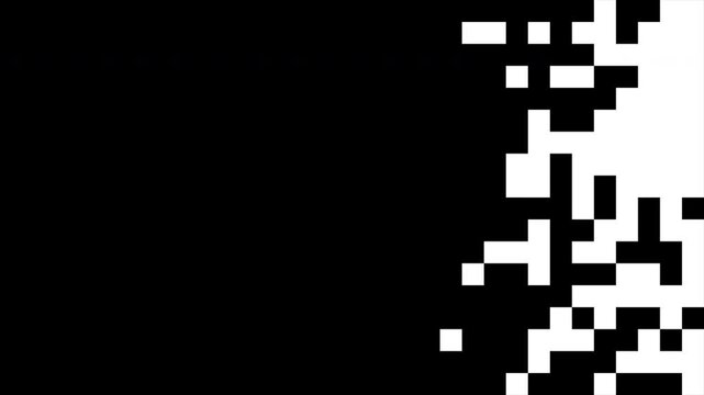 Seamless black and white pixel square transition across the screen, perfect for modern digital backgrounds and creative wipe effects.