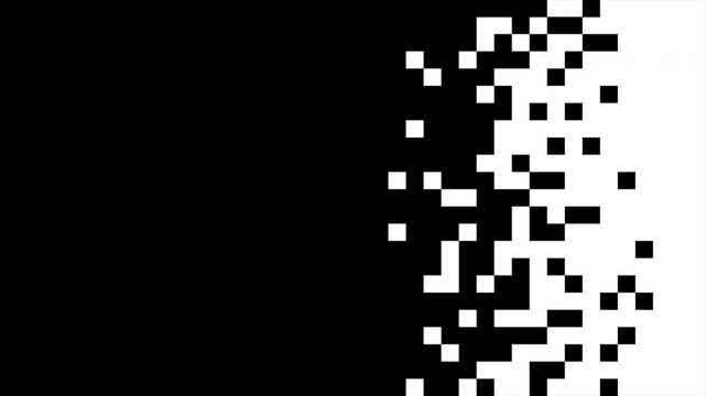 Abstract Black and White Square Block Pixel Transition Motion Graphic Background for Digital Video Production