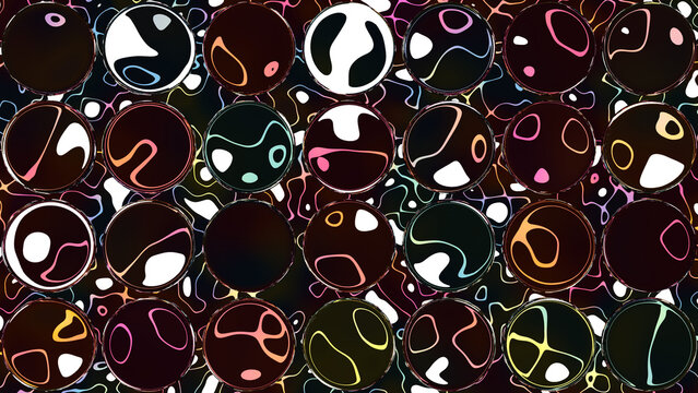 Retro Neon Circle Pattern Dark Colorful Abstract Design