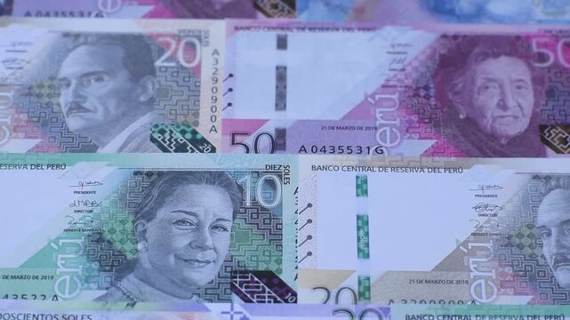 Peruvian paper currency cash sol for payments and settlements. Peruvian cash
