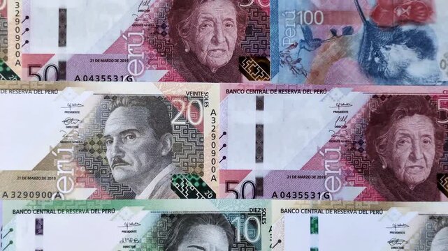 Peruvian paper currency cash sol for payments and settlements. Peruvian cash