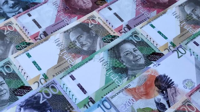 Peruvian paper currency cash sol for payments and settlements. Peruvian cash