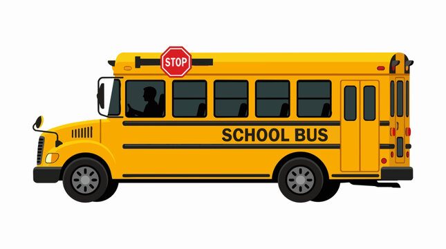Classic Yellow American School Bus Transportation Illustration for Student Education and Safety Travel Concept