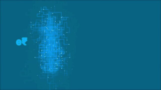 Digital indian rupee symbol pulsing through network grid over blue tech background.