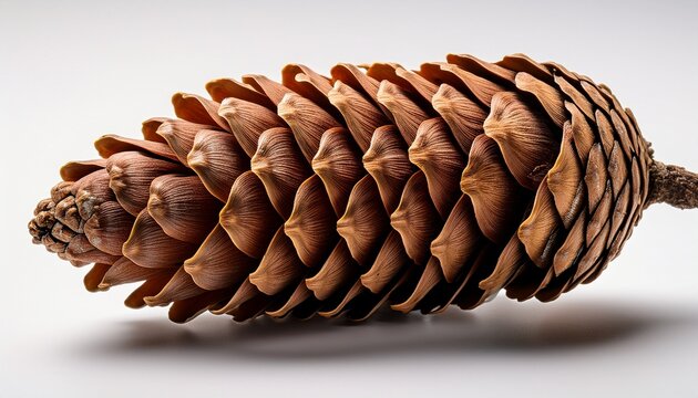 close up of a pine cone on white background with detailed texture