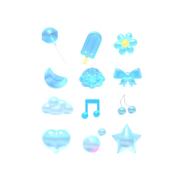 水色　3Dアイコン