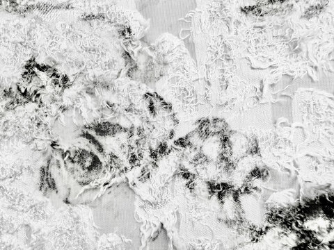 distressed frayed linen textile macro monochrome texture background for sustainable web design branding