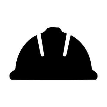 Labor Day concept with black construction hard hat silhouette on white background