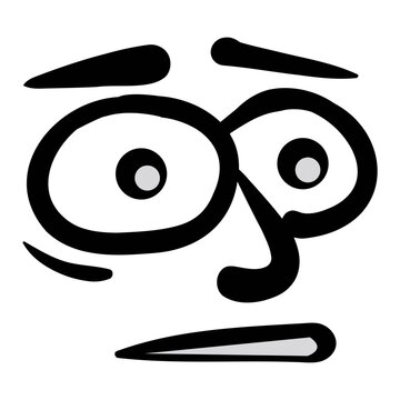Shocked Face Icon with Big Eyes Black Minimal Vector Illustration