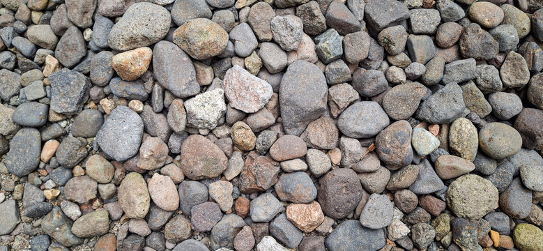 Natural stones and pebbles with varied textures