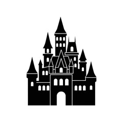 Fototapeta premium Black Silhouette of a Fairytale Castle.