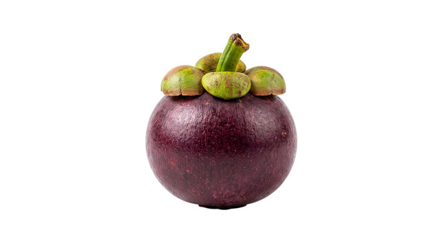 Whole fresh purple mangosteen isolated on white background