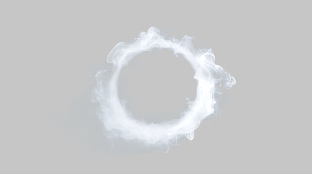 Smoke ring floating in the air on a transparent background during daytime with clear visibility