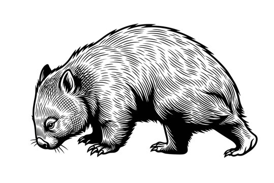 Black and White wombat vector illustration logo