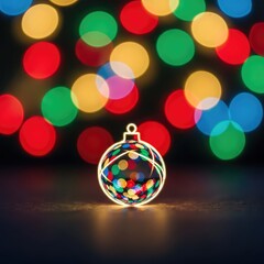 Fototapeta premium Vibrant neon bokeh lights create a sparkling abstract background for Christmas and New Year celebrations with a glowing festive atmosphere, blurred, backdrop, sparkle