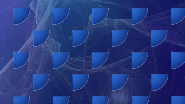 Blue abstract background with repeating geometric shield shapes