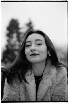 Serene young woman looking forward