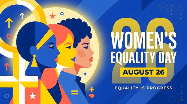 Vector illustration of women s faces celebrates women s equality day on august 26th