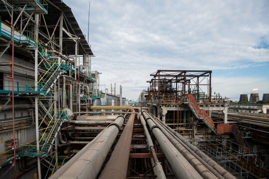 Industrial Pipeline Corridor Between Processing Structures
