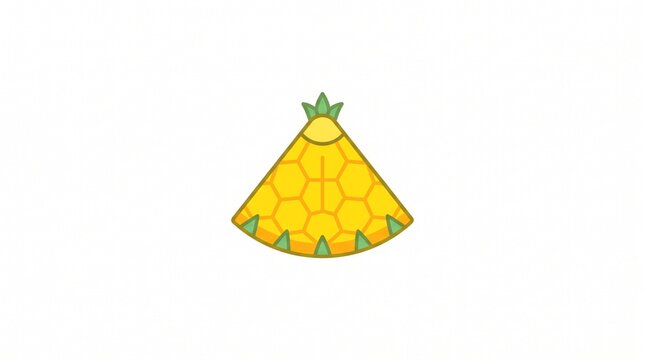 Minimalist Pineapple Slice with Honeycomb Pattern and Green Leaves.