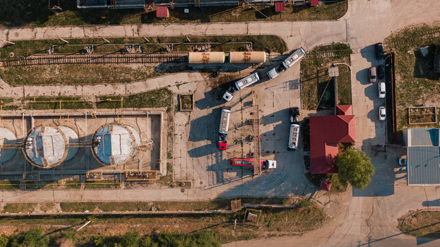 Drone View of Industrial Tank Loading Area
