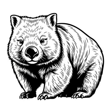 Black and White wombat vector illustration logo