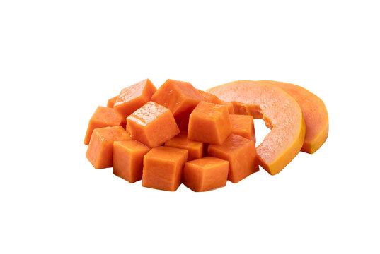 Fresh Diced and Sliced Papaya Fruit Pieces