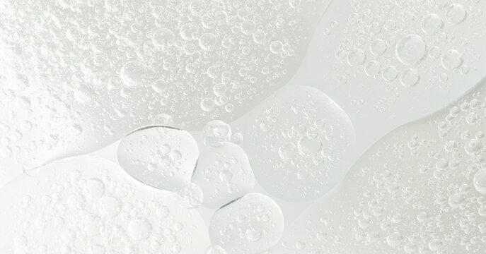 Abstract clear water bubbles essential oil beauty collagen Serum Repair cell background.	